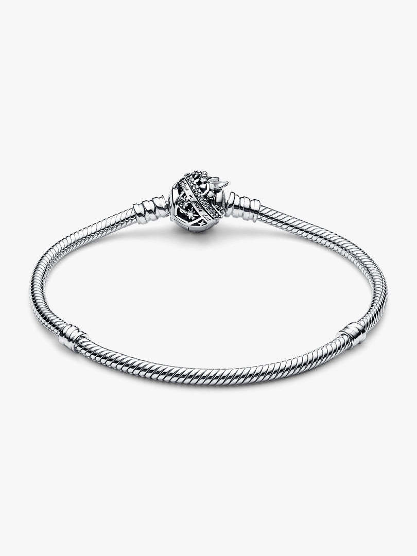 Sterling Silver Disney Campanilla Clasp Snake Chain Bracelet
