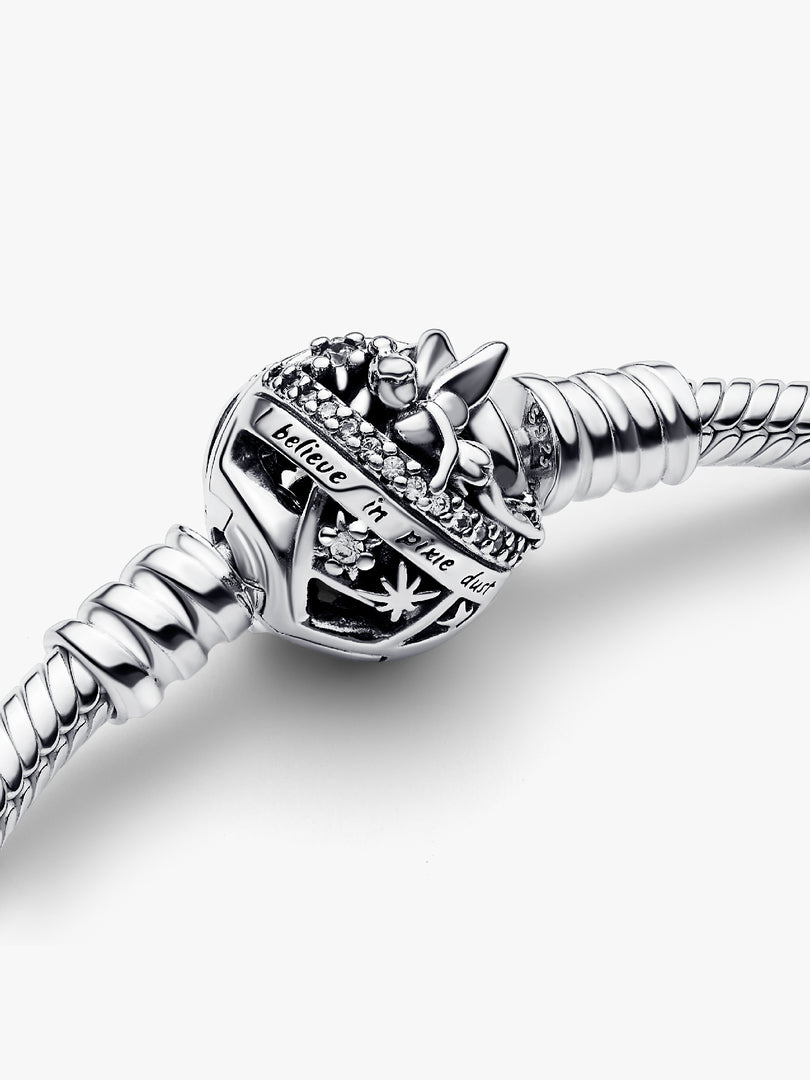 Sterling Silver Disney Campanilla Clasp Snake Chain Bracelet