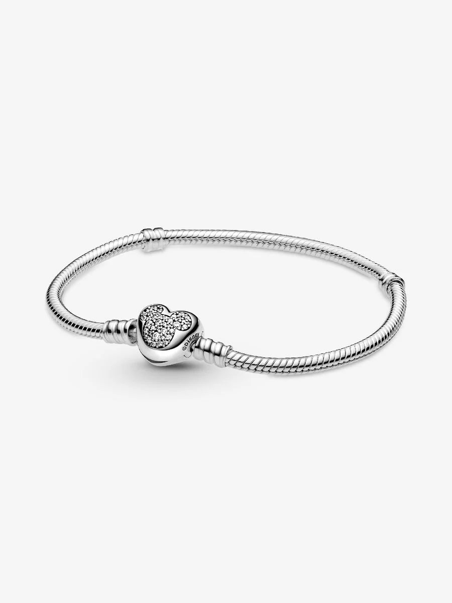 Disney Mickey Mouse Heart Clasp Snake Chain Bracelet