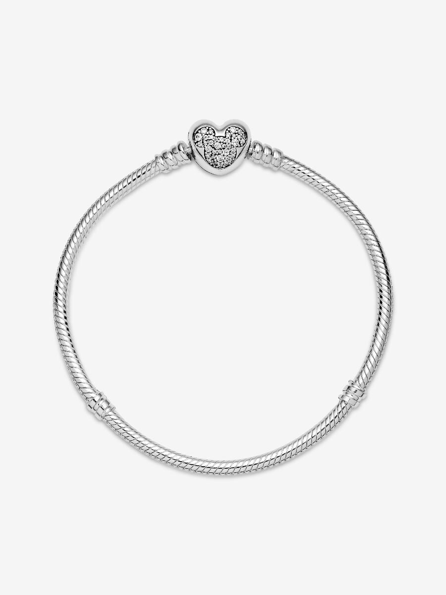 Disney Mickey Mouse Heart Clasp Snake Chain Bracelet