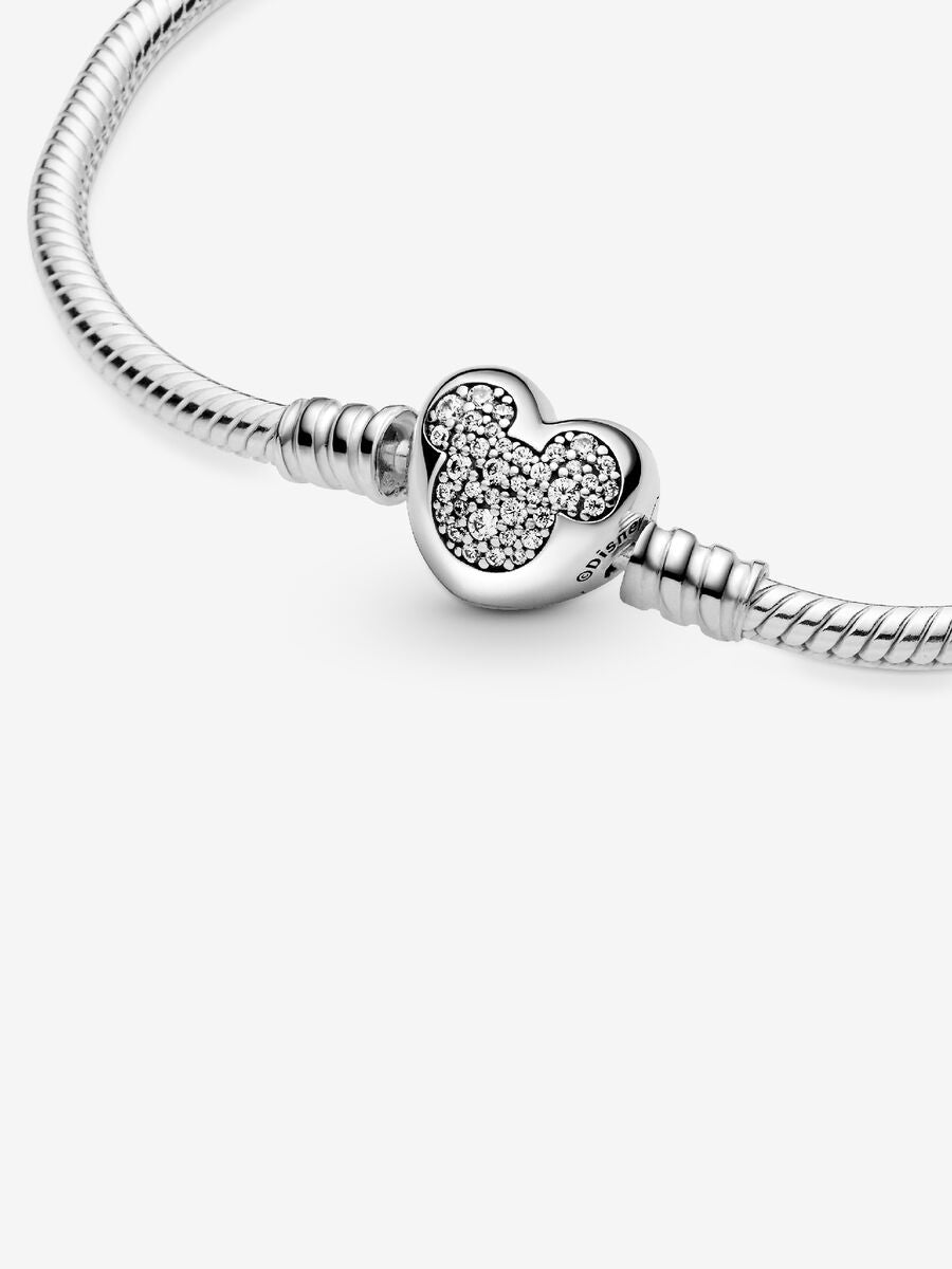 Disney Mickey Mouse Heart Clasp Snake Chain Bracelet