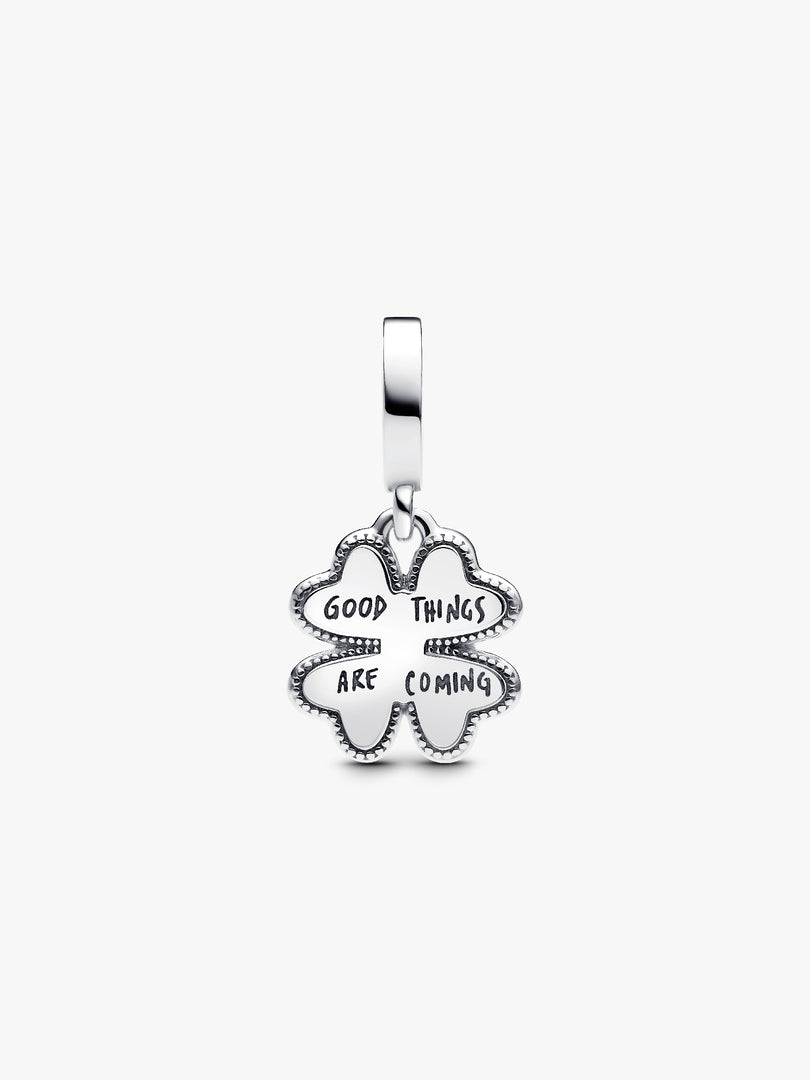 Four-Leaf Clover Lab-Created Diamond Dangle Charm