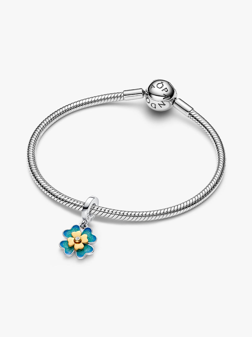 Four-Leaf Clover Lab-Created Diamond Dangle Charm