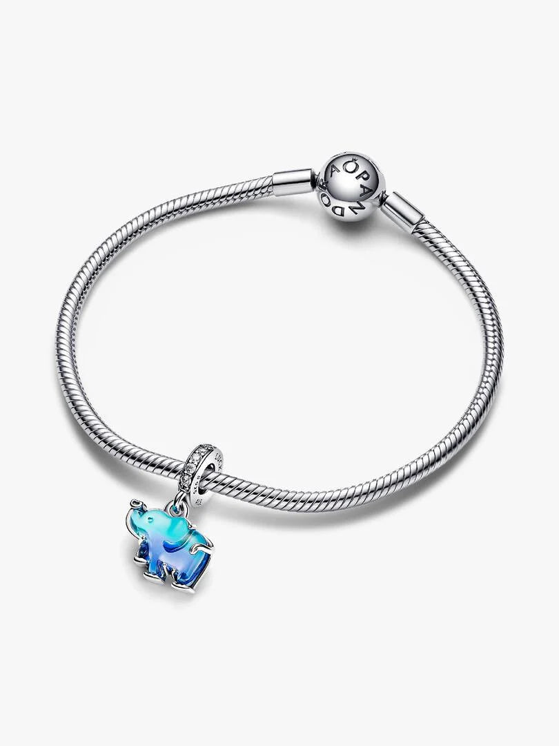 Blue Murano Glass Elephant Charm Pendant