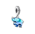 Blue Murano Glass Elephant Charm Pendant