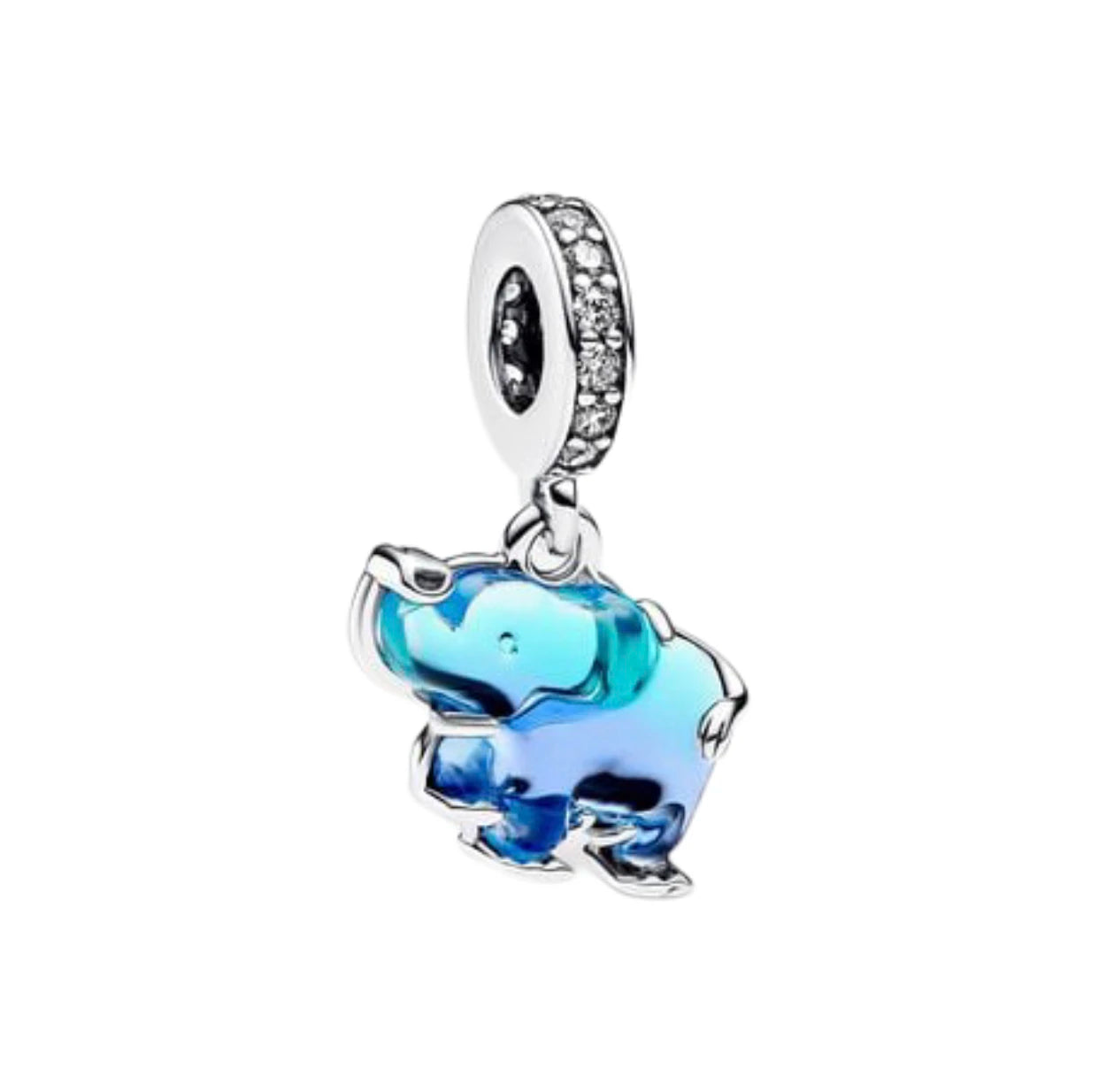 Blue Murano Glass Elephant Charm Pendant