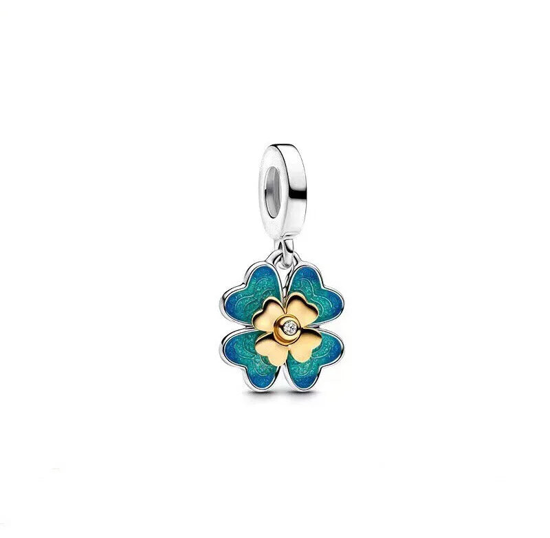 Four-Leaf Clover Lab-Created Diamond Dangle Charm